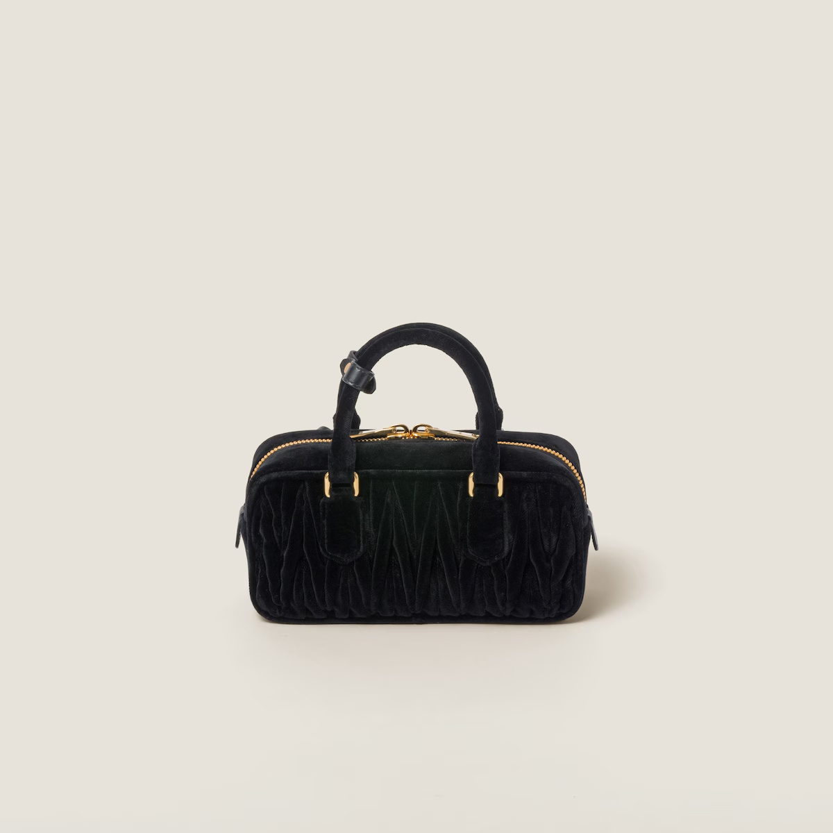 Miu Miu Arcadie Matelassé Vevlet Tote Bag In Black