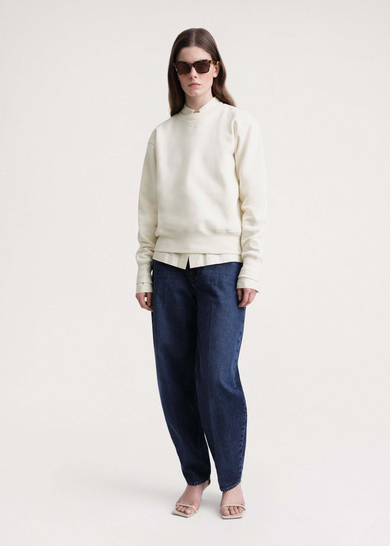Totême Crew-neck Organic Cotton Sweatshirt In White