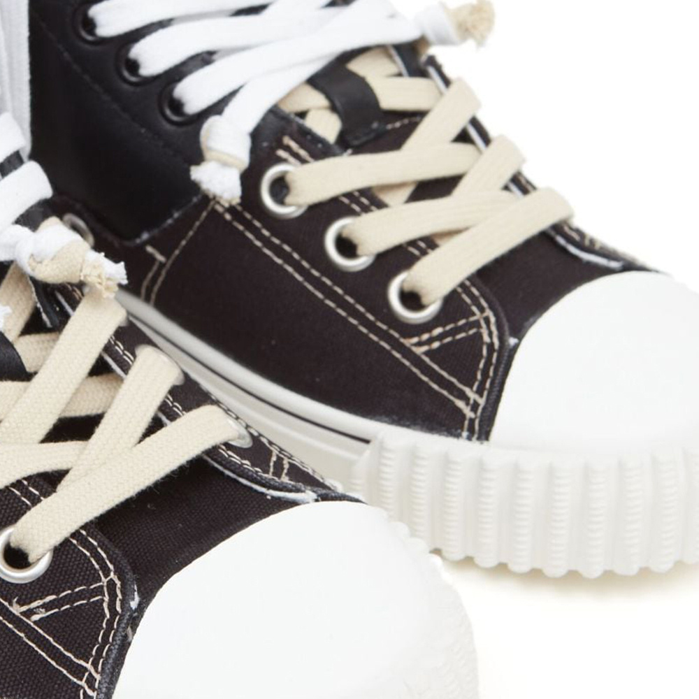 Maison Margiela Black Leather And Canvas New Evolution Sneakers In Black