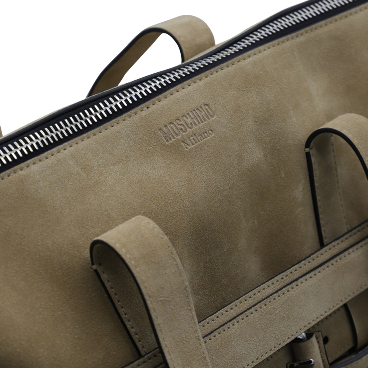 Moschino Beige Leather Bag In Green