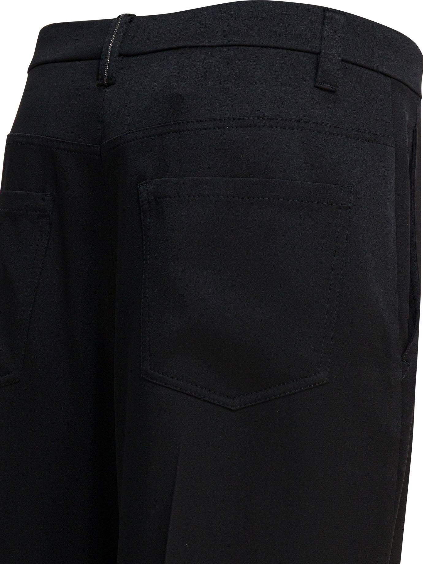 Brunello Cucinelli Wide-leg Trousers Back Pockets In Black