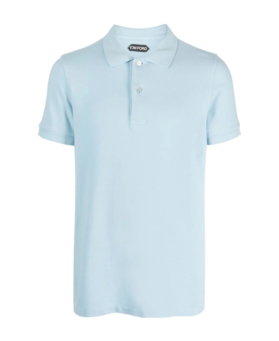 Tom Ford Toweling Cotton Blend Polo Shirt In Blue