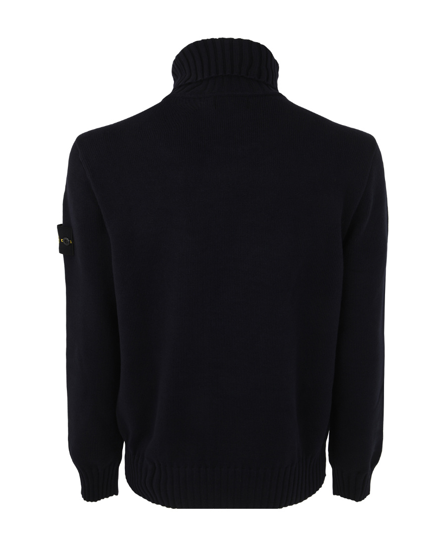 Stone Island Black 505a2 Winter Cotton Turtleneck In Blue