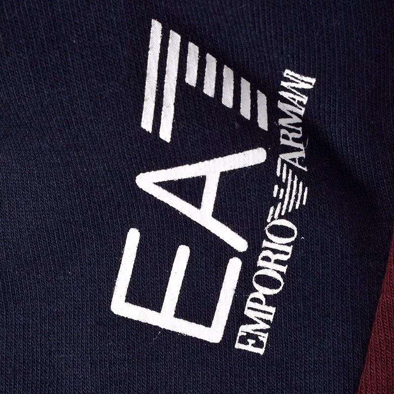 Ea7 Navy Blue Sweater With High Collar And Long Sleeves In Black