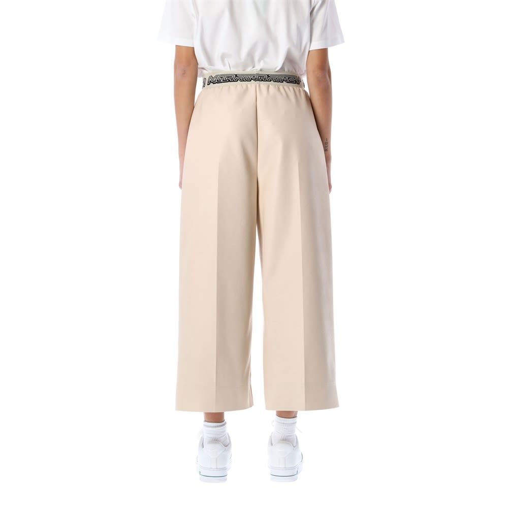 Stella Mccartney Logo Waistband Cropped Trousers In White