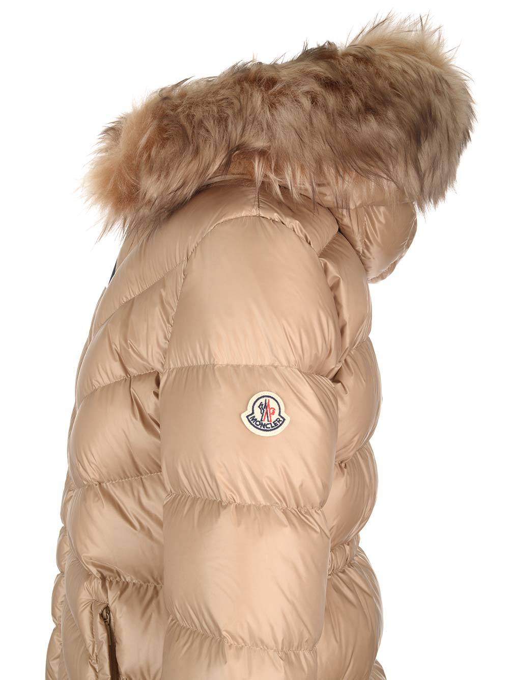 Moncler Chandre Zip-up Long Puffer Coat In Brown