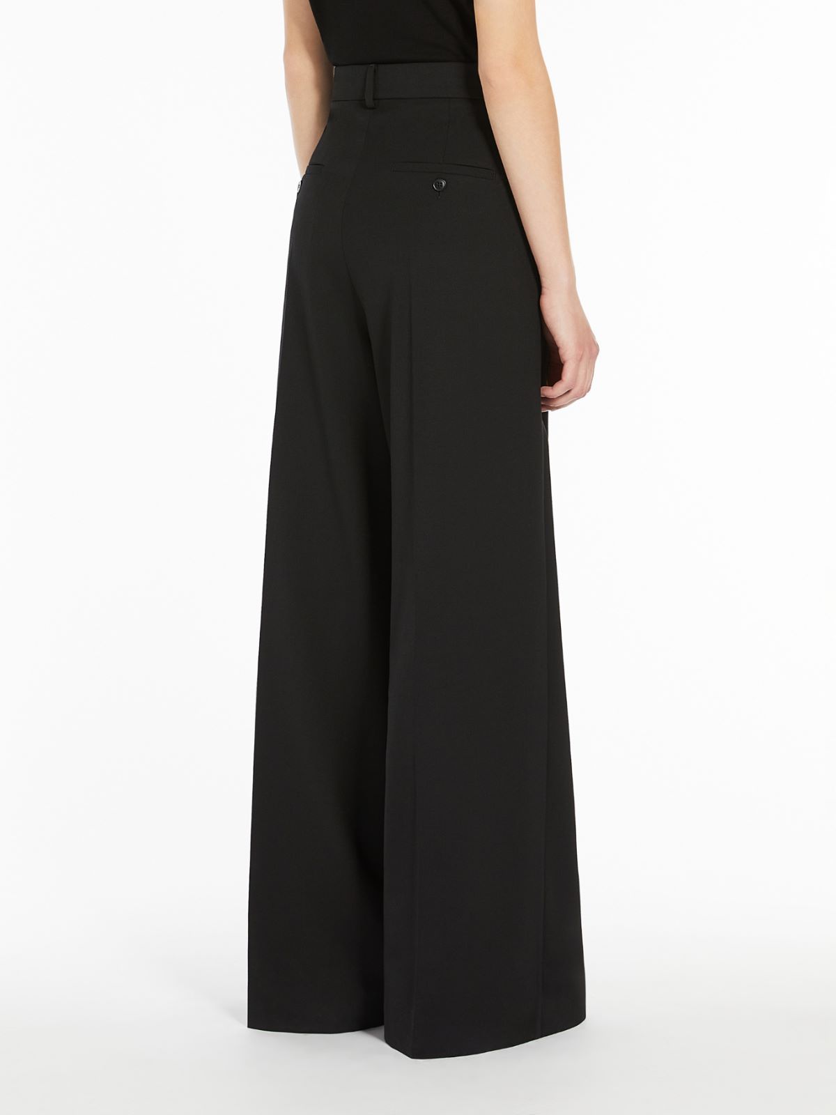 Weekend Max Mara Wool Canvas Wide-leg Pants In Black