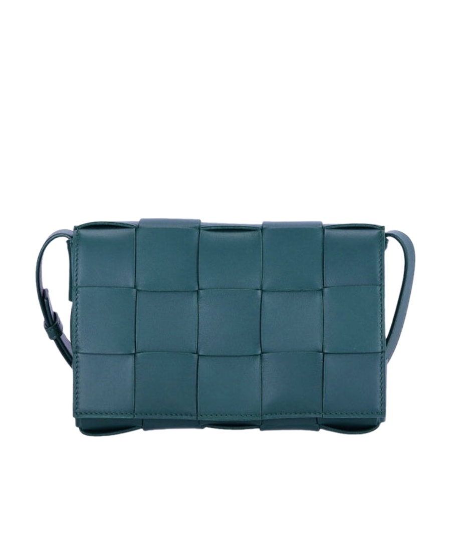 Bottega Veneta Cassette Leather Cross Body Bag In Blue