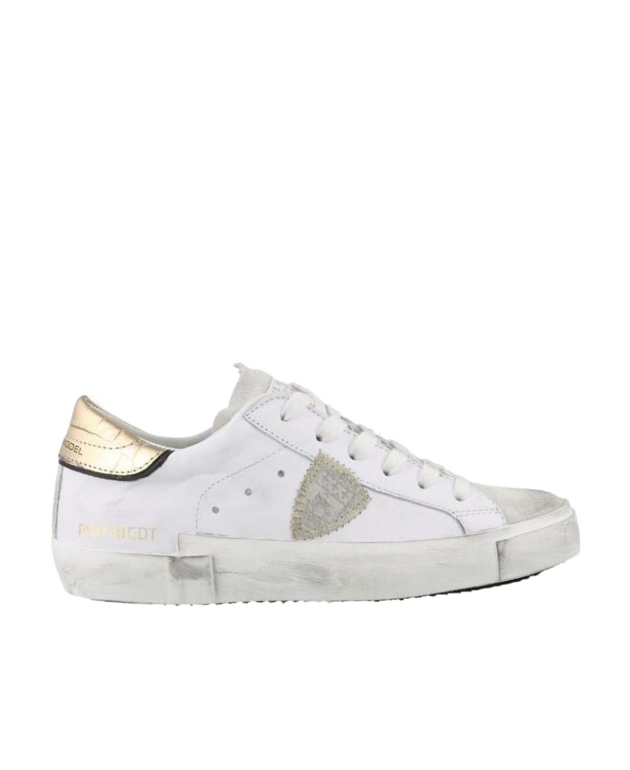 Philippe Model Prsx Veau Croco White Leather Sneaker In White