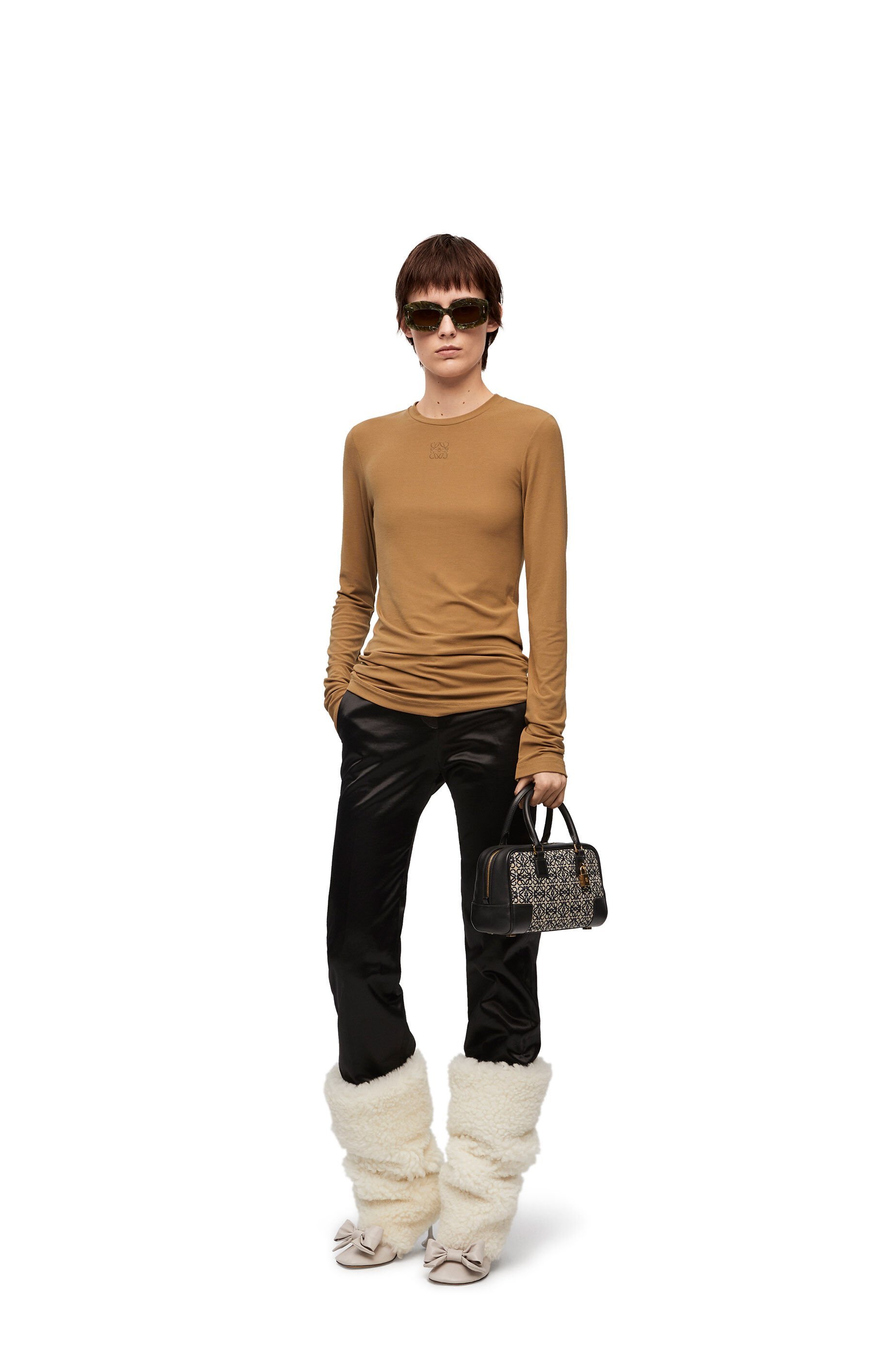 Loewe Long Sleeved T-shirt In Brown