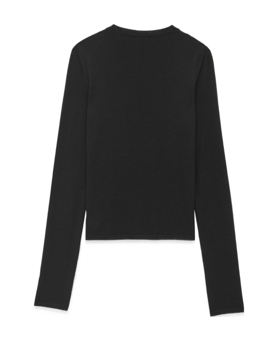 Saint Laurent Crew-neck Fine-knit Jumper In Black