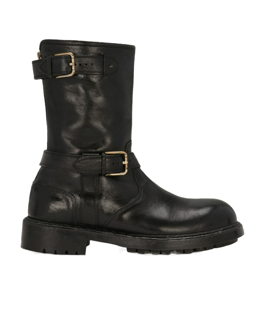 Dolce & Gabbana Horseride Leather Boots In Black
