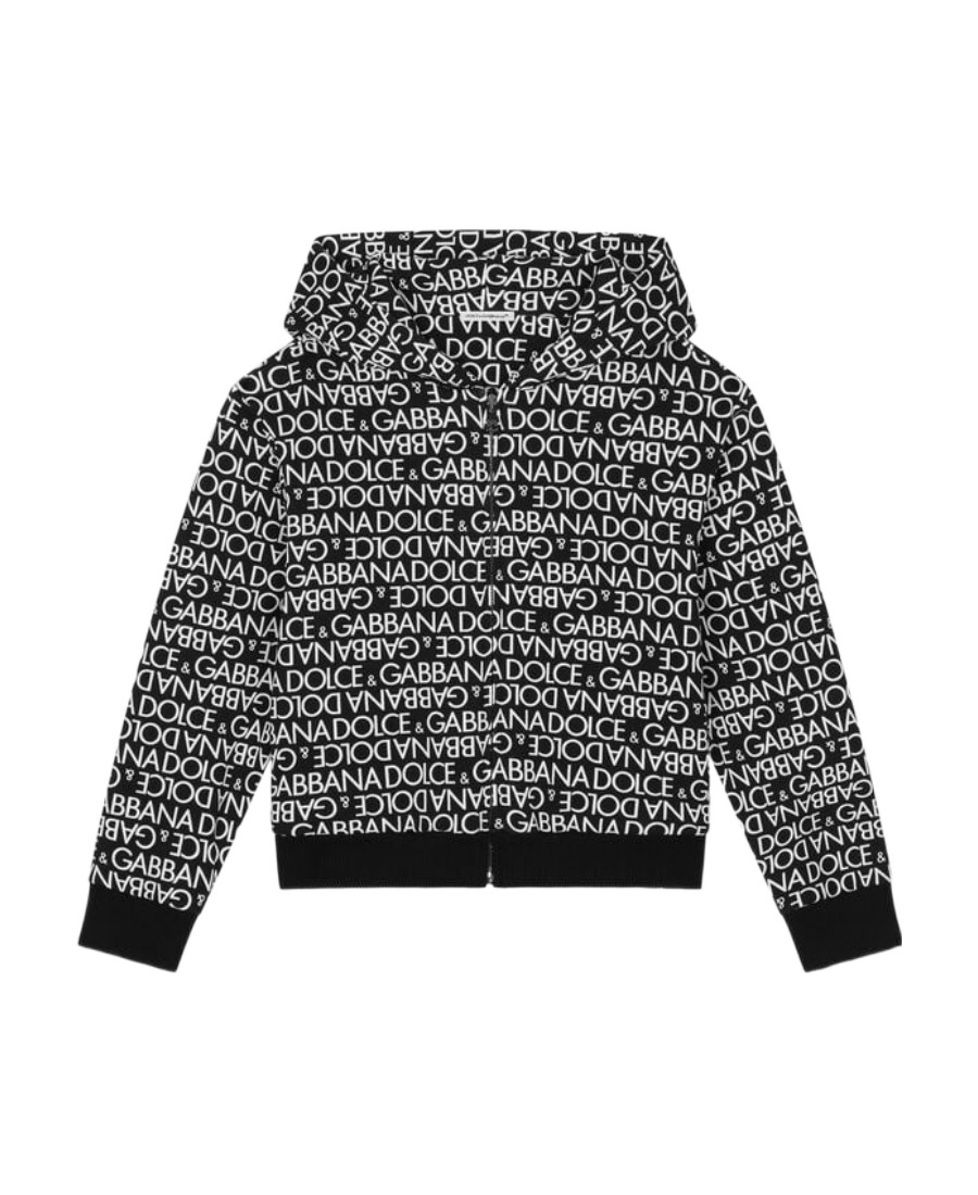 Dolce & Gabbana Logo-print Zip-up Hoodie In Black