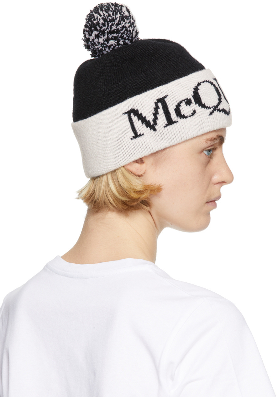 Alexander Mcqueen Mcqueen Intarsia-knit Logo Wool Beanie In Black