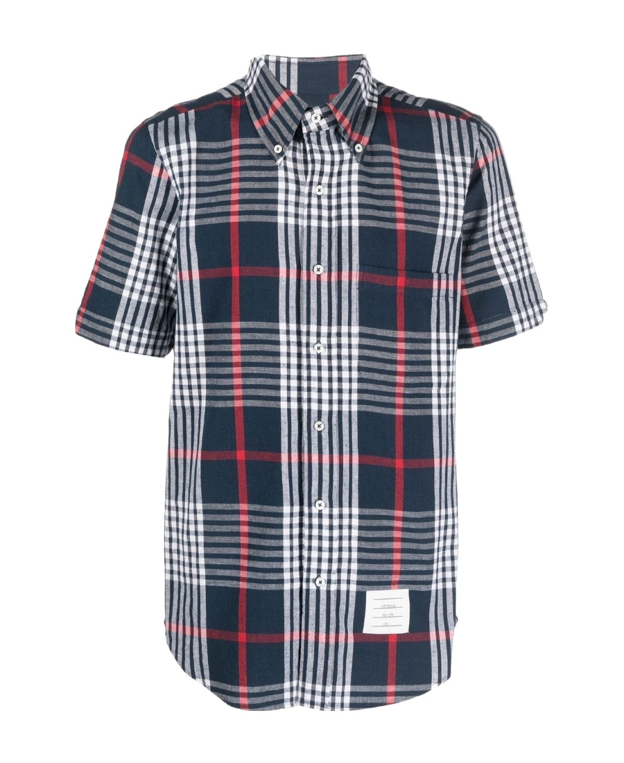 THOM BROWNE PLAID-CHECK SHORT-SLEEVE SHIRT