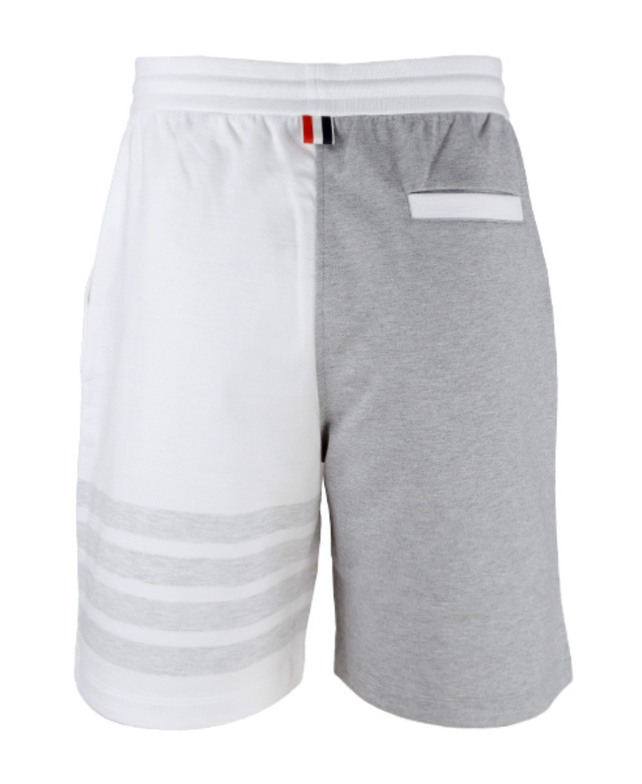Thom Browne Panelled Cotton Track Shorts In Gray
