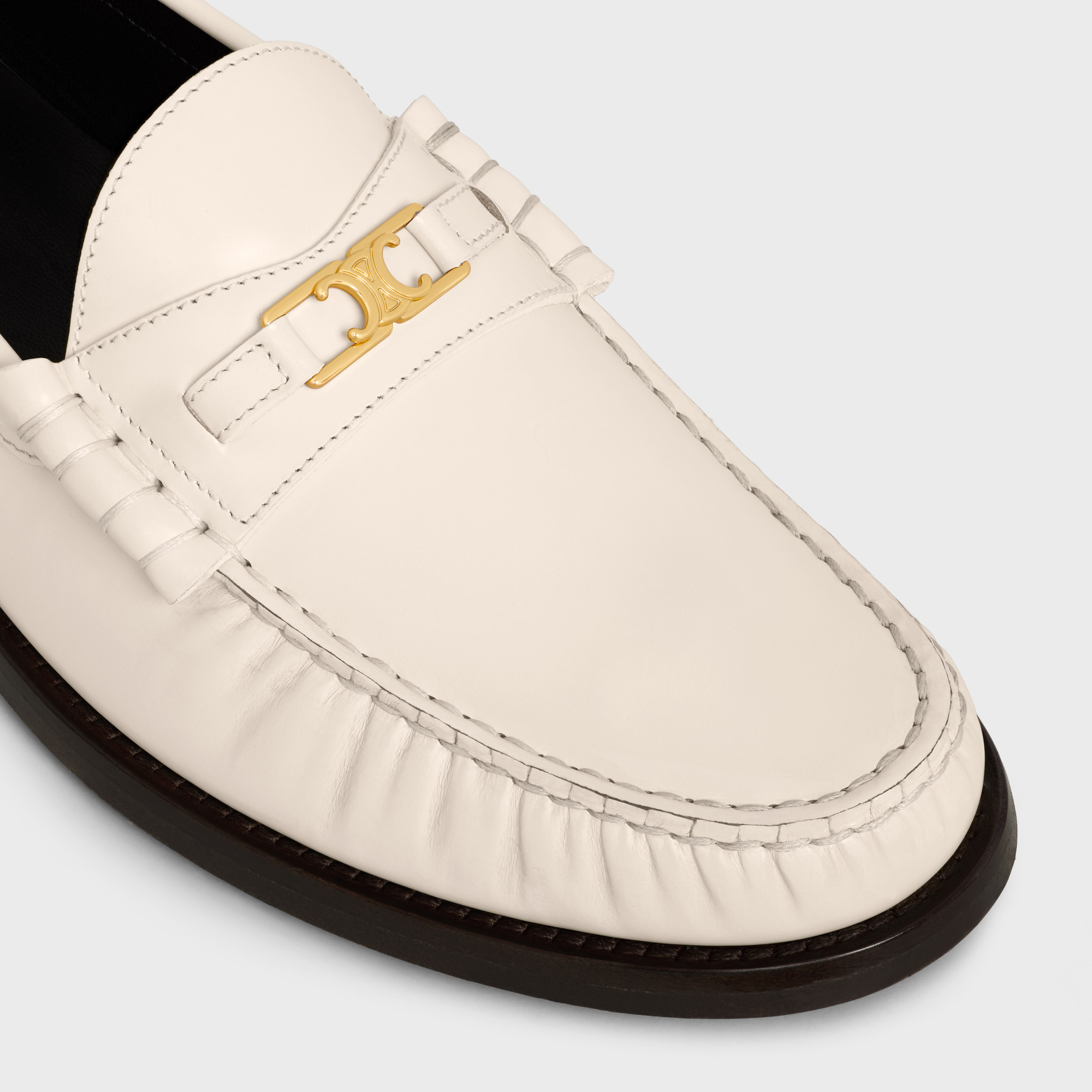 Celine Logo Loafers In Nude