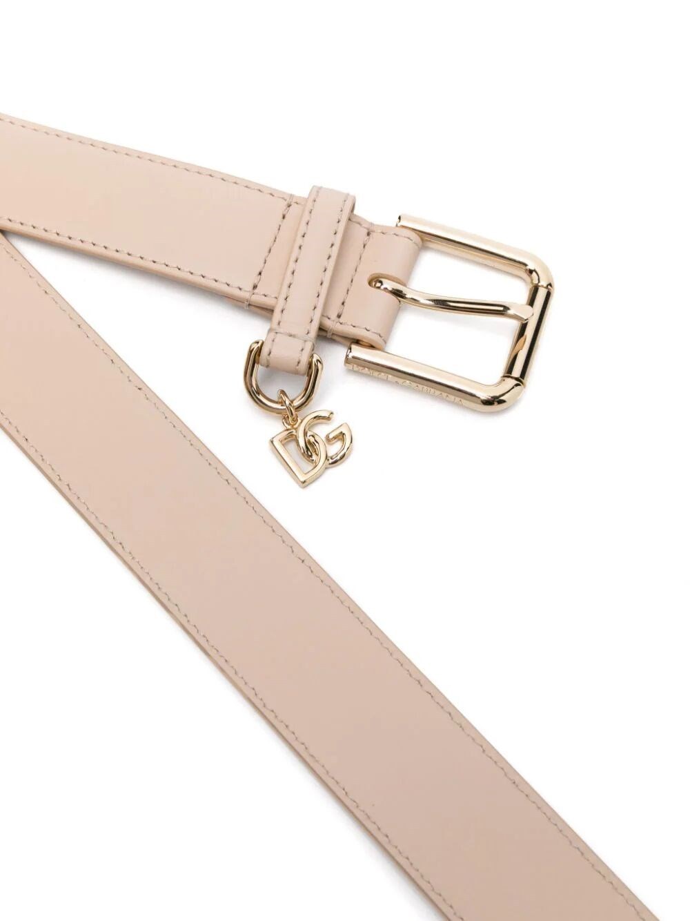 Dolce & Gabbana Leather Belt Adjustable Round Tip In Nude