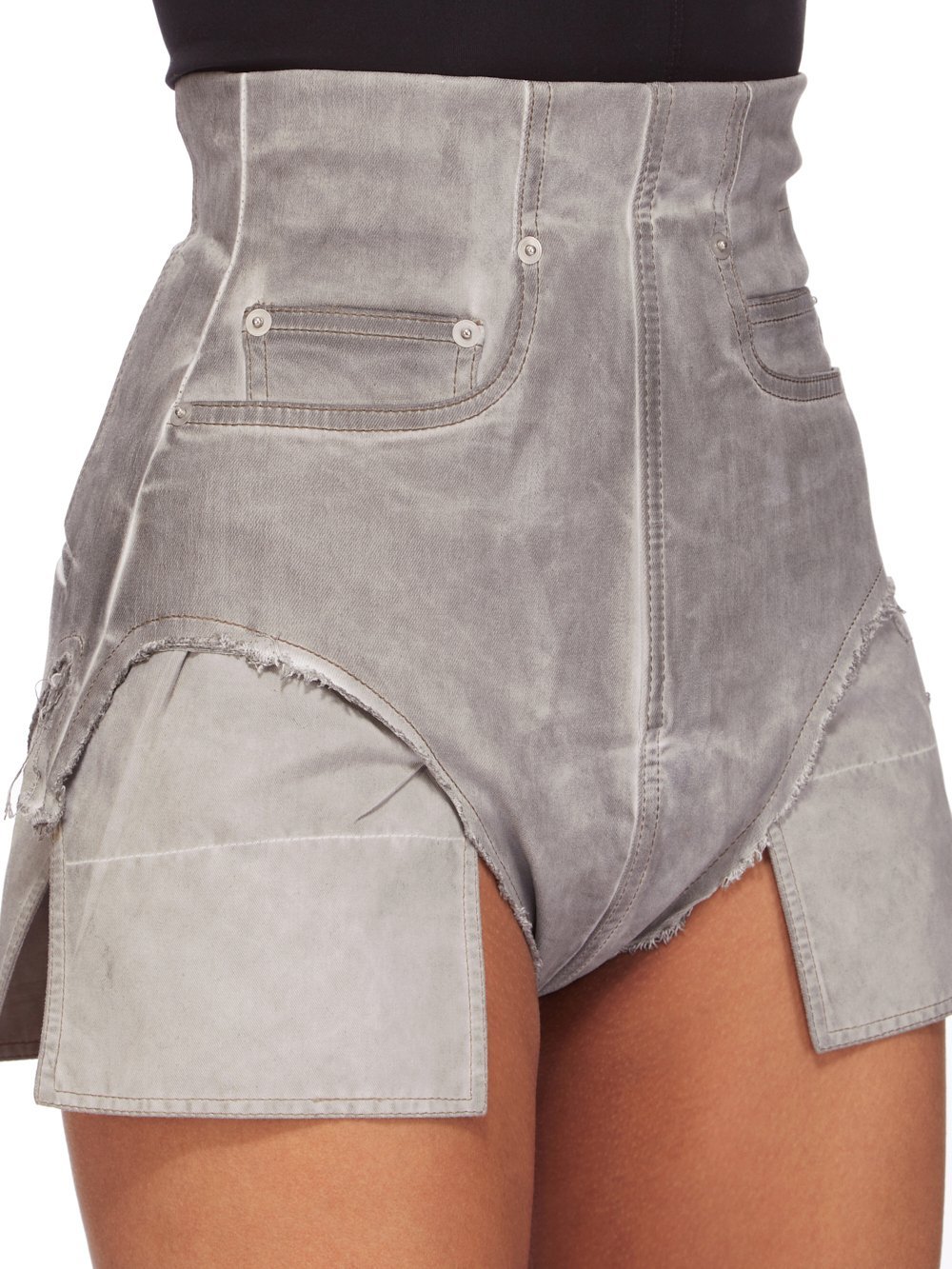 Rick Owens Drkshdw Pierced Denim Shorts In Nude