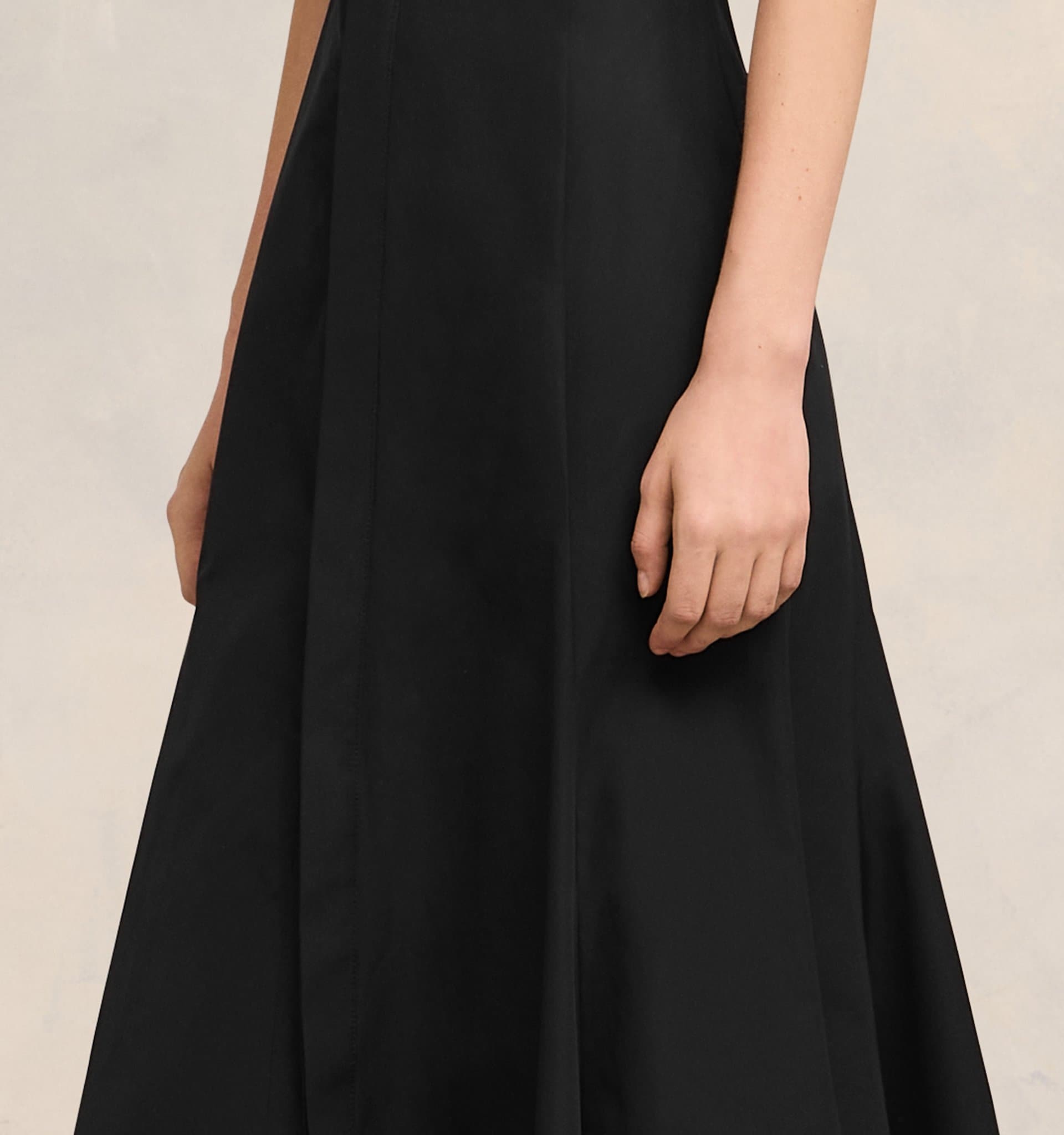 Ami Alexandre Mattiussi Midi Black Dress With Short Sleeves And Hidden Tab In Cotton Woman In Black