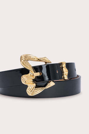 By Far Sculpted-buckle Belt In Black