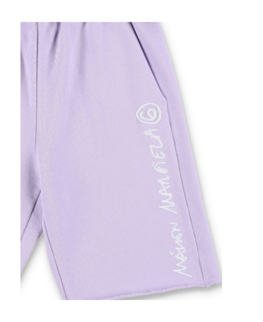 Mm6 Maison Margiela Logo-embroidered Cotton Track Shorts In Purple