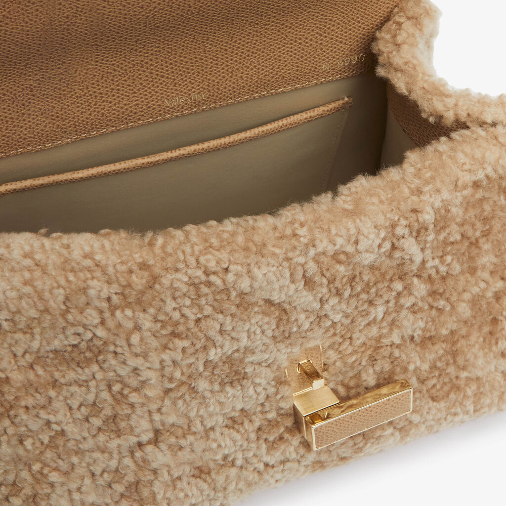 Valextra Shearling Cross Body Bag In Nude