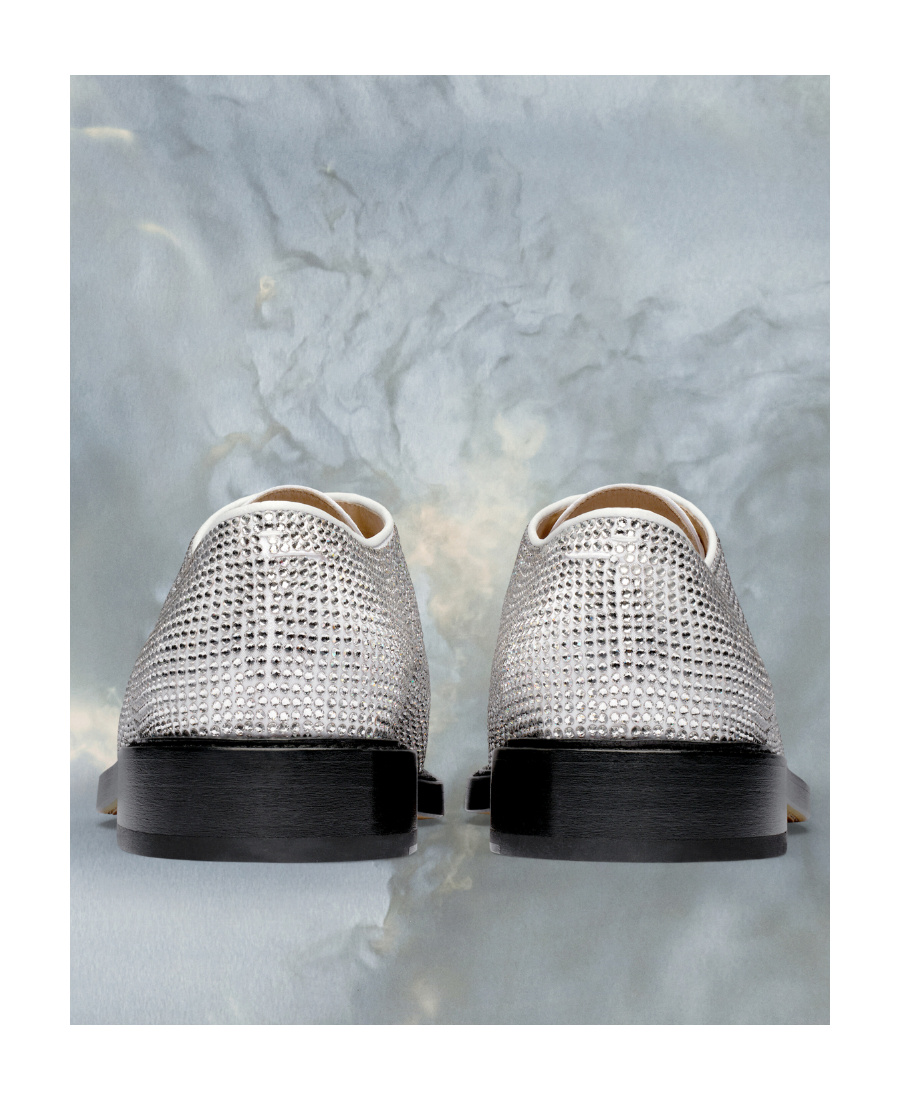 Maison Margiela Lace-up Shoes With Embellished Design And Textured Finish In White