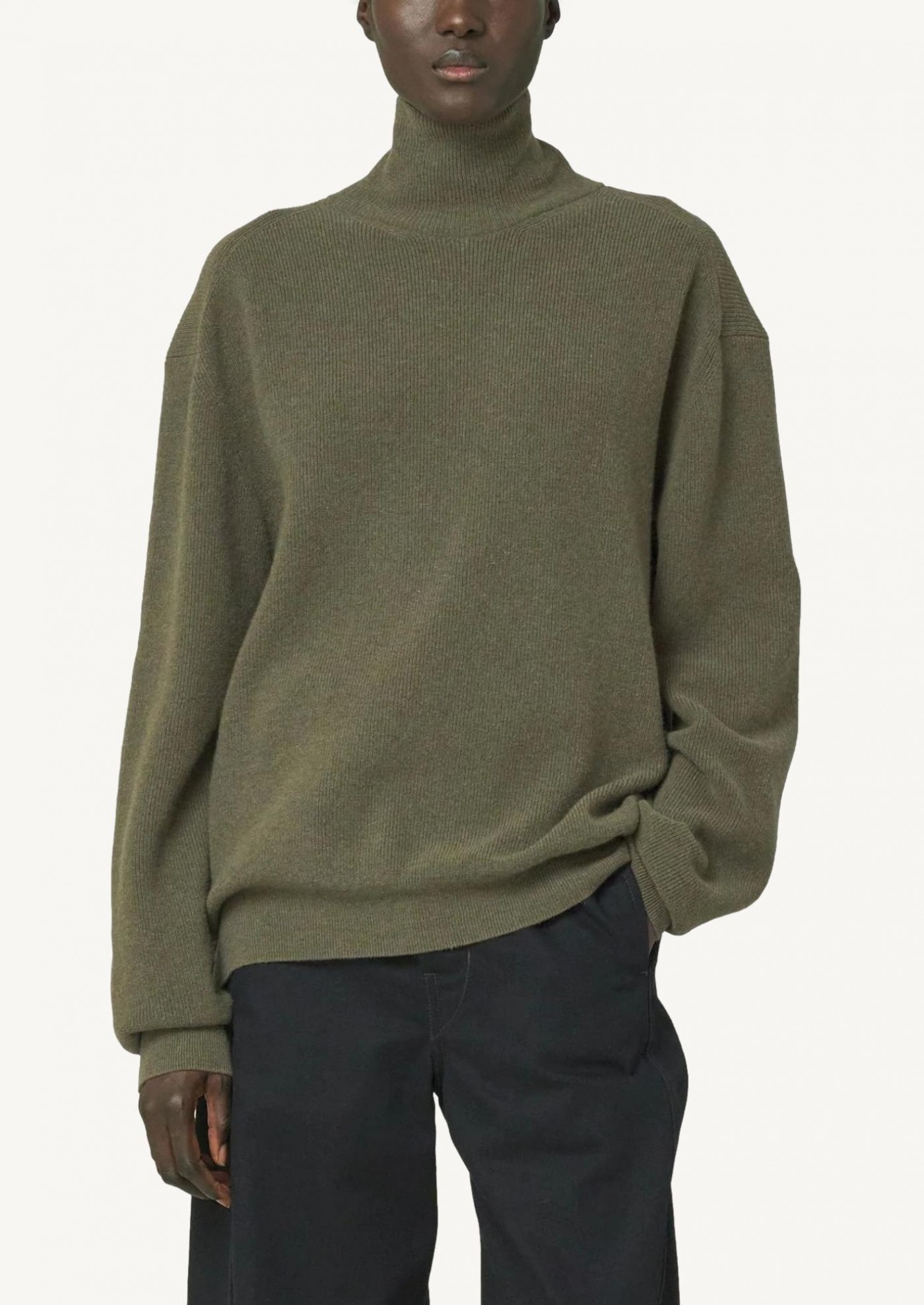Lemaire High-necked Long-sleeved Wool Sweater In Green