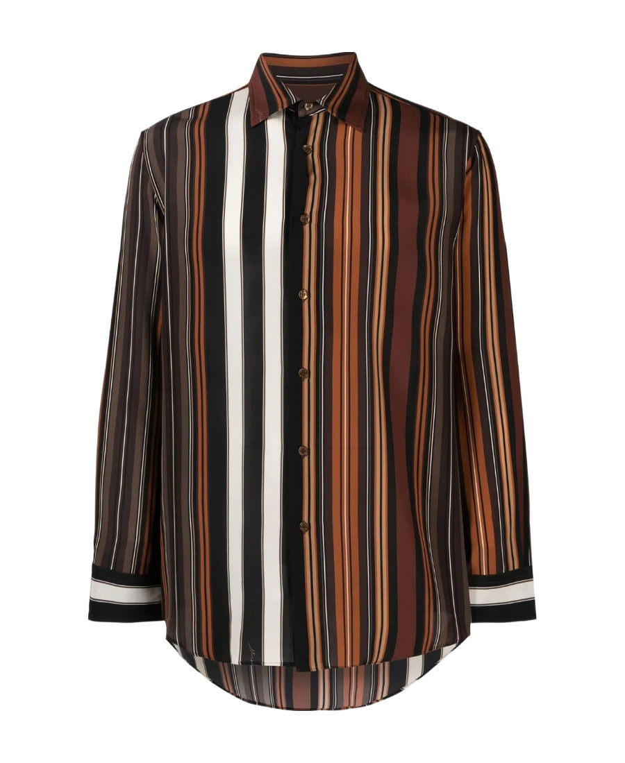 Etro Vertical-stripe Long-sleeve Shirt In Black