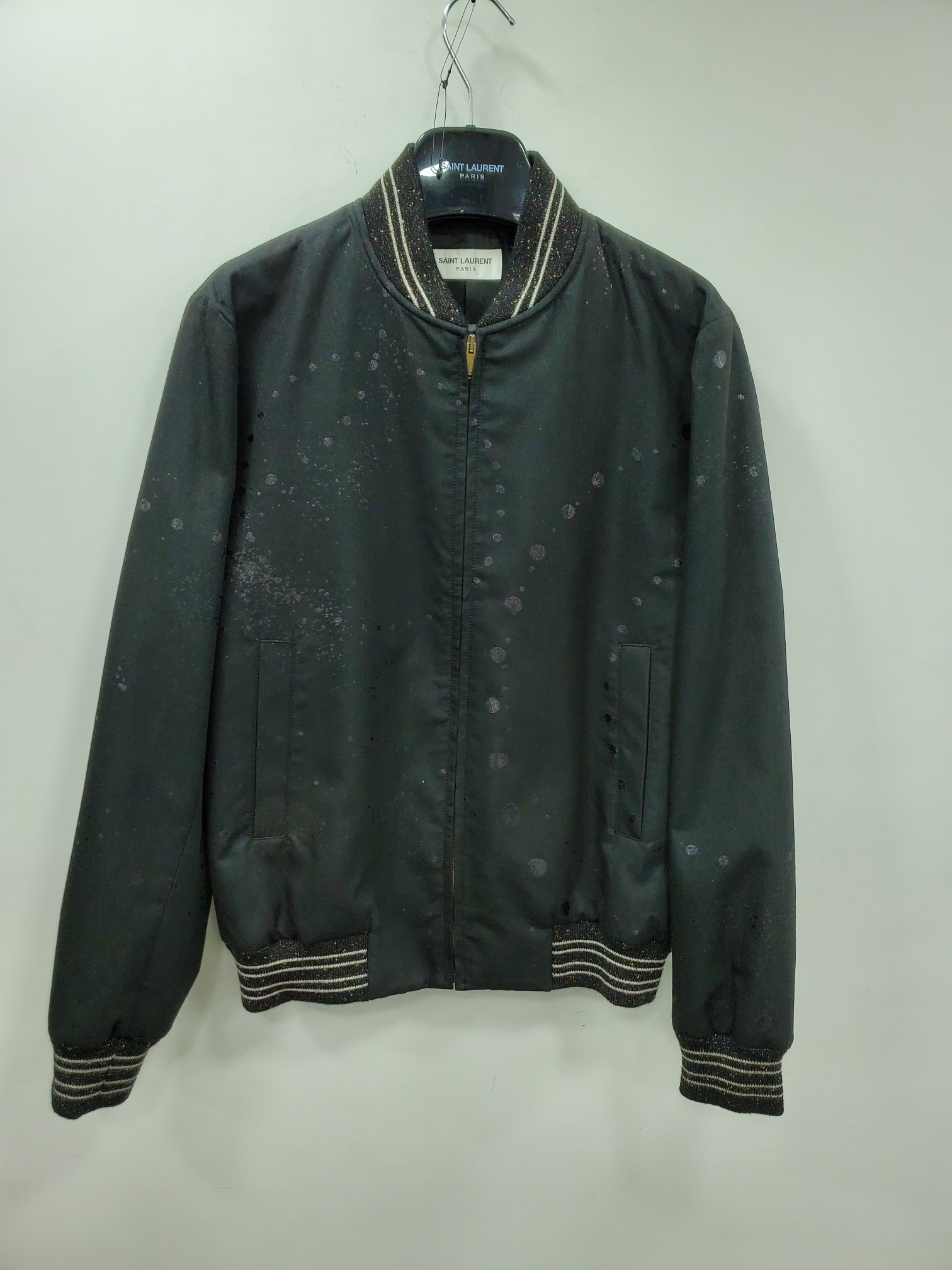 Saint Laurent Painted Baseball Casual Jacket In Black