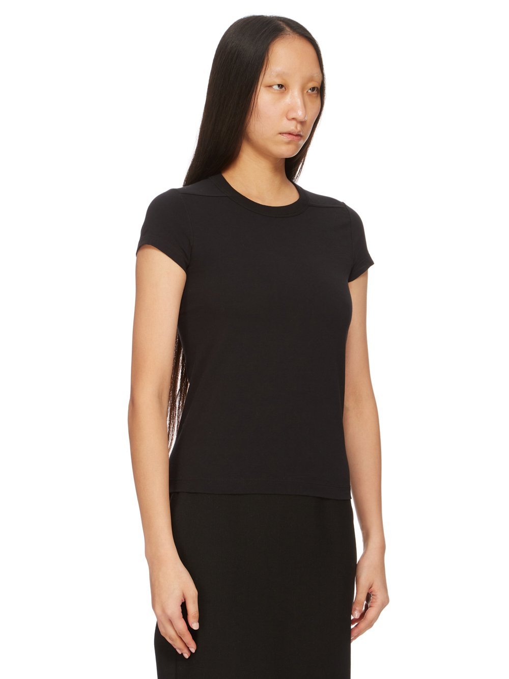 Rick Owens Level Cropped T-shirt In Black