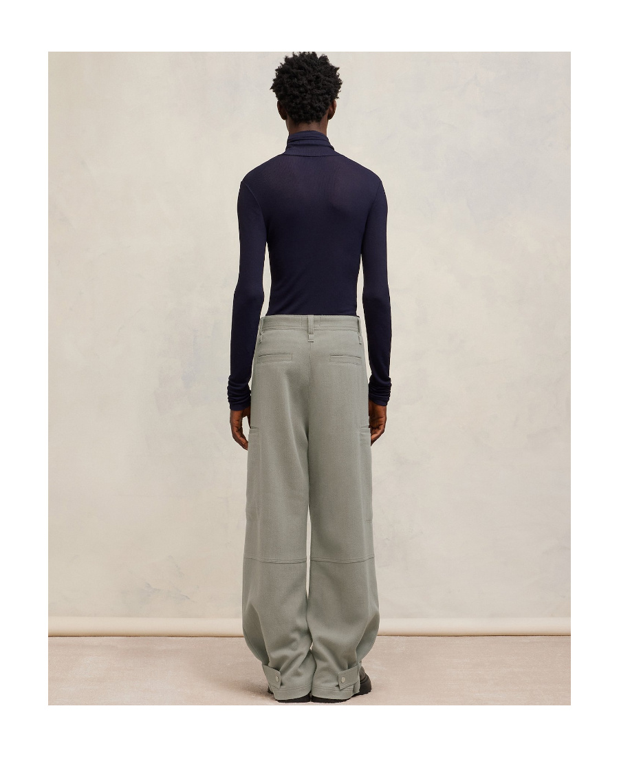 Shop Ami Alexandre Mattiussi Ami Pleated Wide-leg Cargo Pants In Gray