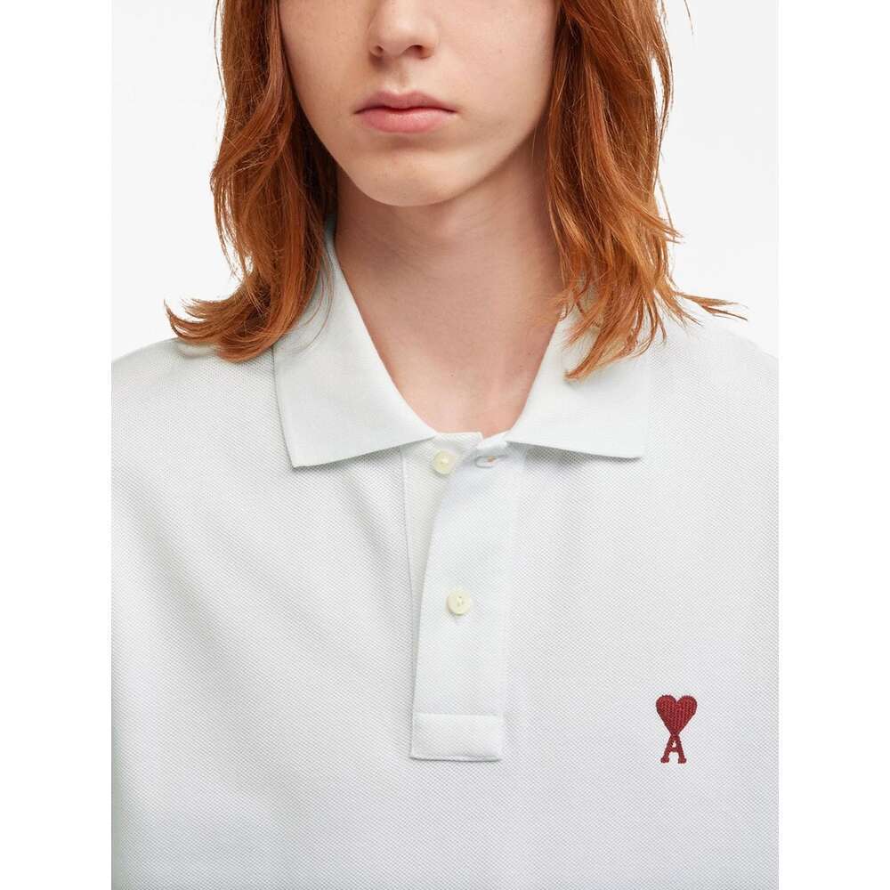 Ami Alexandre Mattiussi Organic Cotton Ami De Coeur Polo Shirt In White