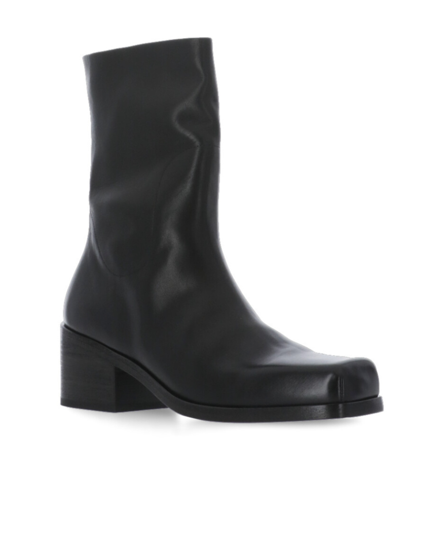 Marsèll Square Toe Leather Ankle Boots In Black