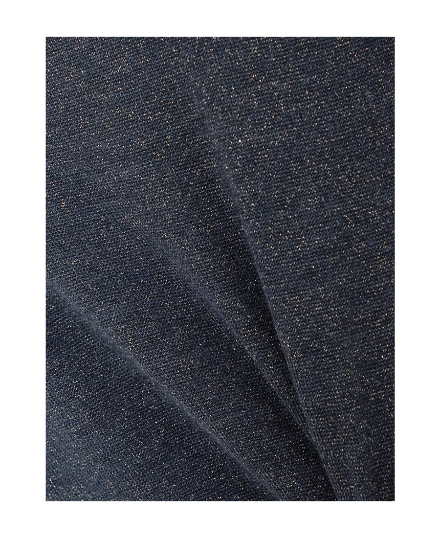 Brunello Cucinelli Navy Blue Metallic Turtleneck Pullover In Black