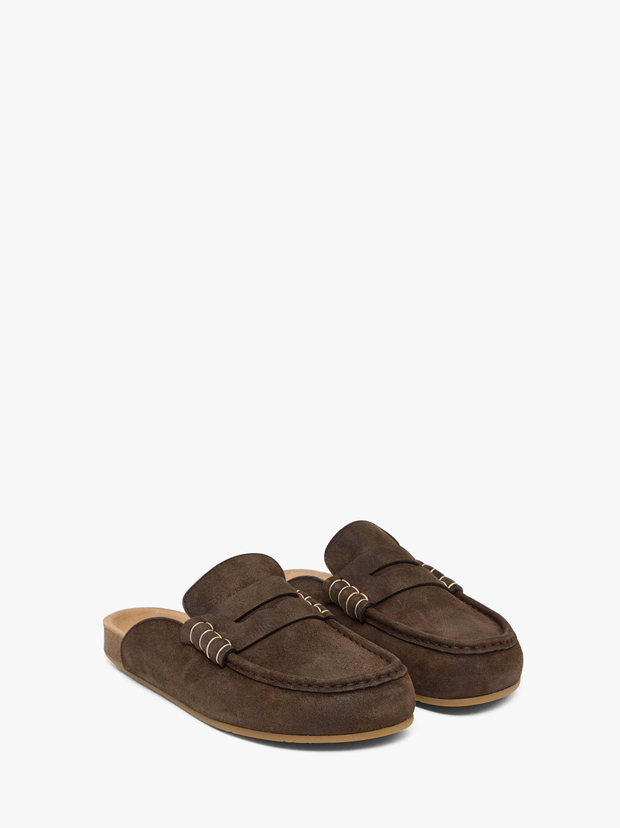 Jw Anderson Brown Leather Stitch Slippers In Brown