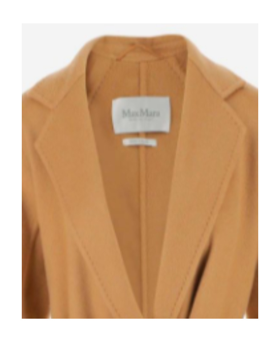 Max Mara Cashmere Long-sleeved Lapel Coat In Brown
