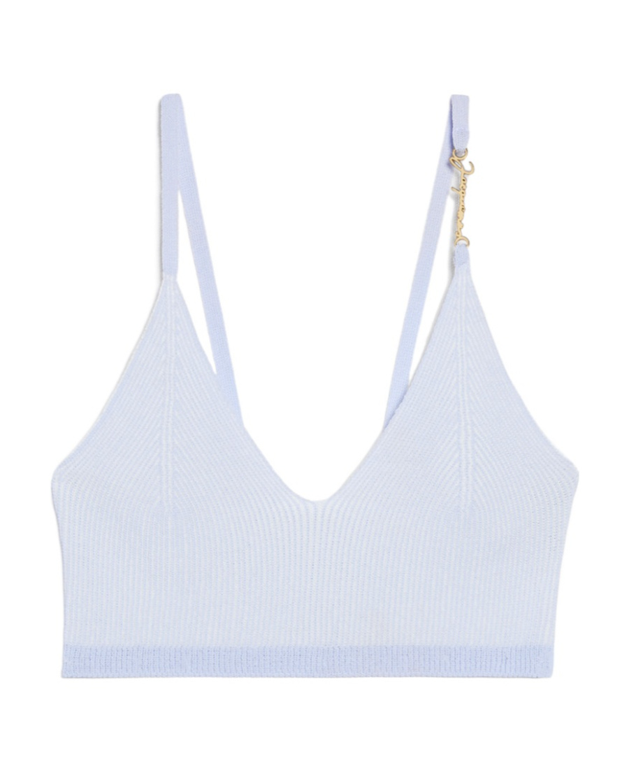 Shop Jacquemus Le Bandeau Pralu Knitted Bra In Blue