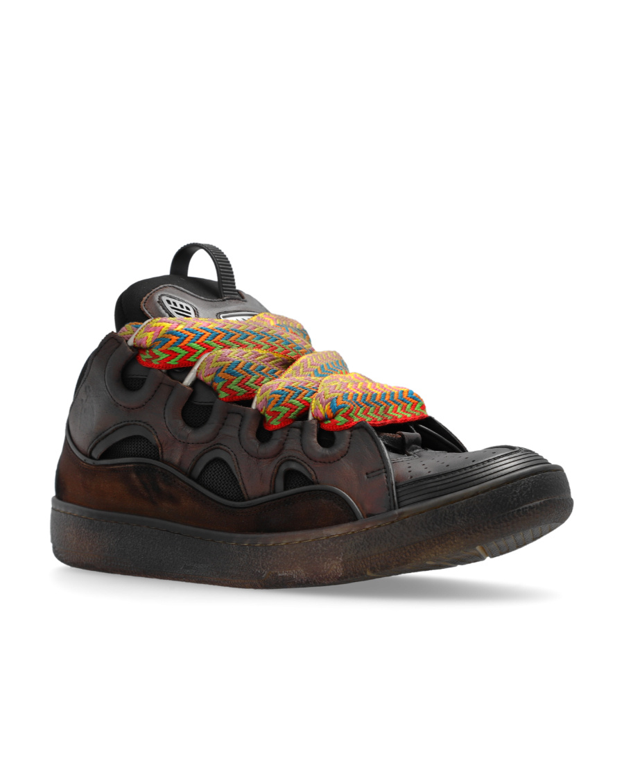 Shop Lanvin Curb Distressed Chunky Sneakers In Black