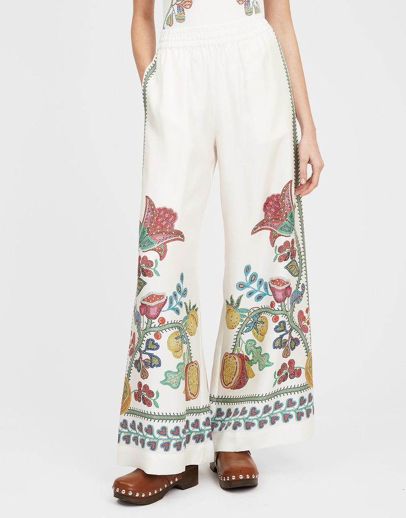 La Doublej Graphic Printed Wide Leg Pants In Multi