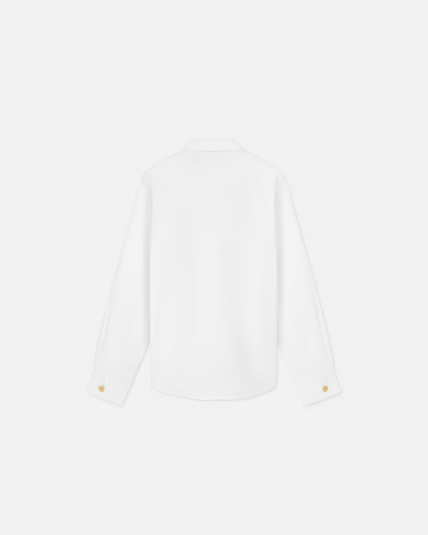 Versace Kids Logo Plaque Shirt In White