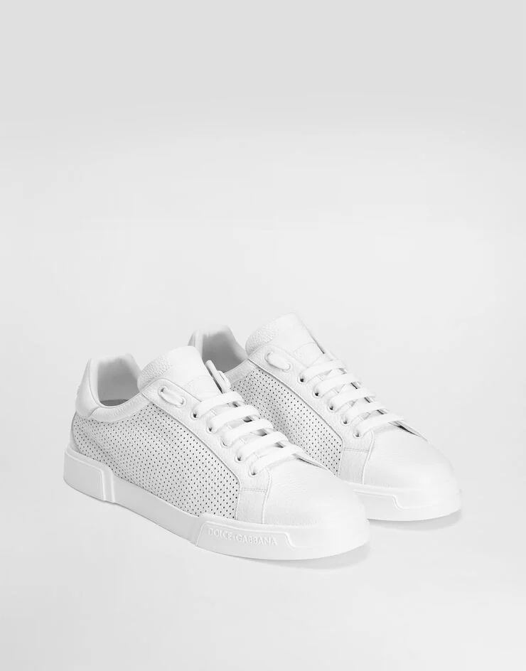 Dolce & Gabbana Portofino Perforated Low-top Sneakers In White