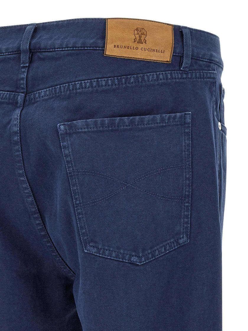 Brunello Cucinelli Garment-dyed Logo-patch Jeans In Multi