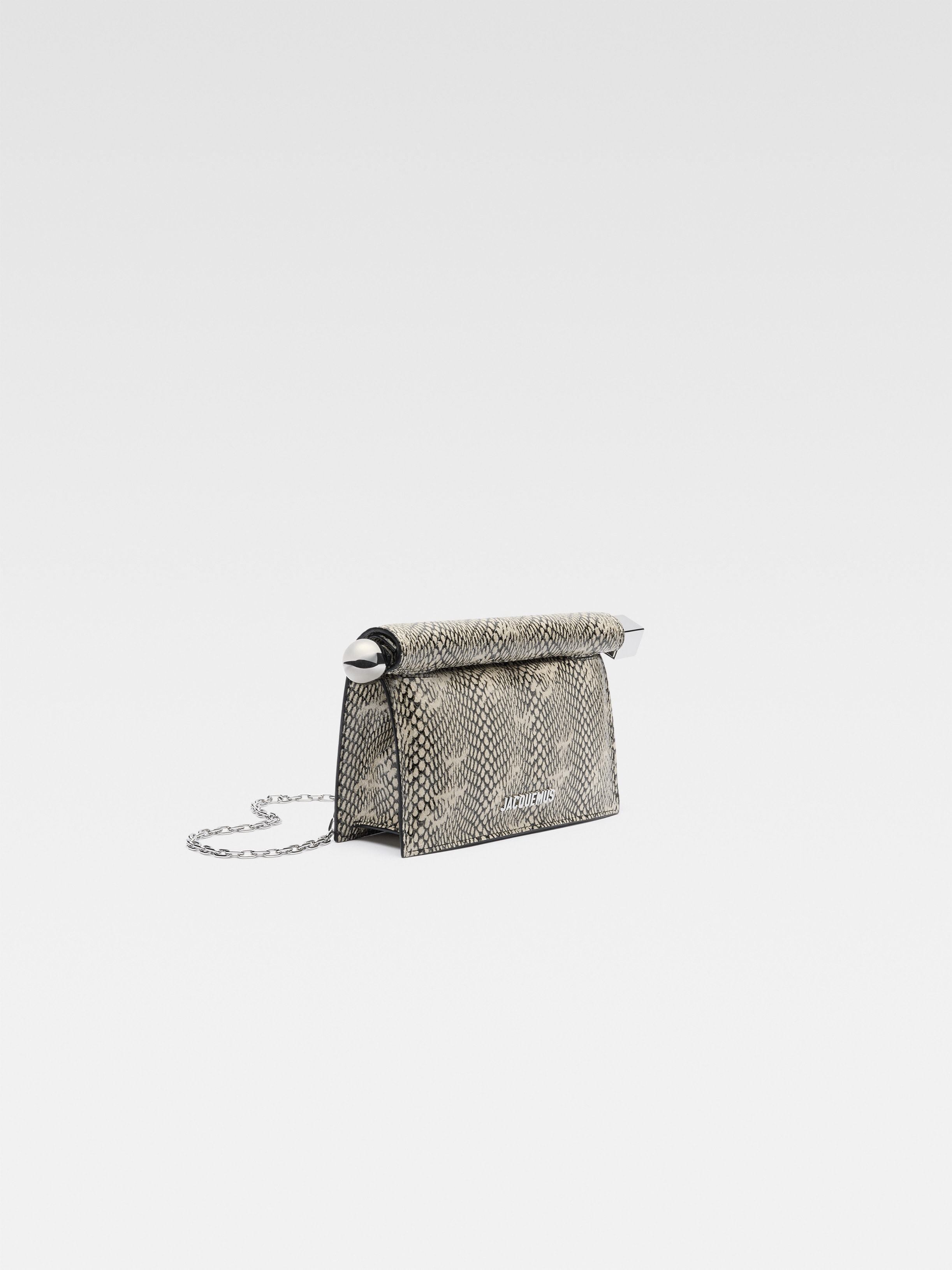Jacquemus La Petite Pochette Snake Print Clutch In Gray