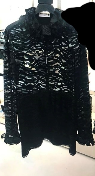 Saint Laurent Zebra Print Sheer Dress In Black