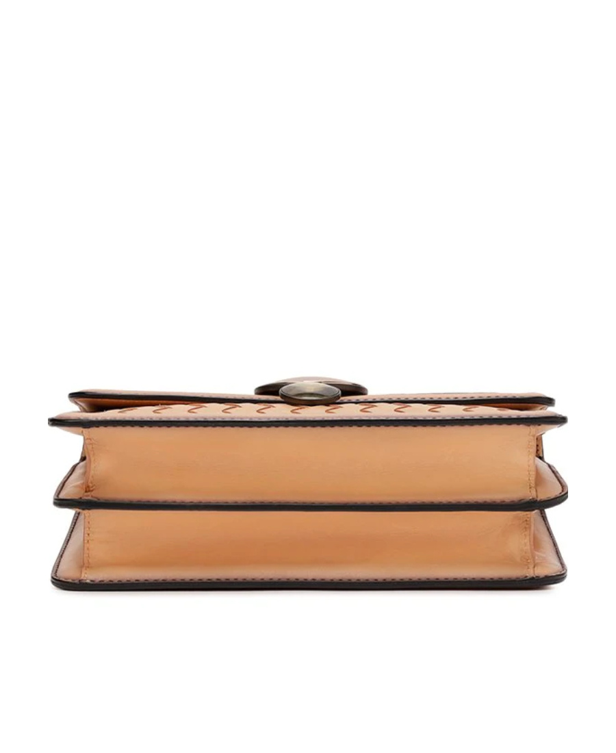 Shop Bottega Veneta Flip Shoulder Bag In Nude