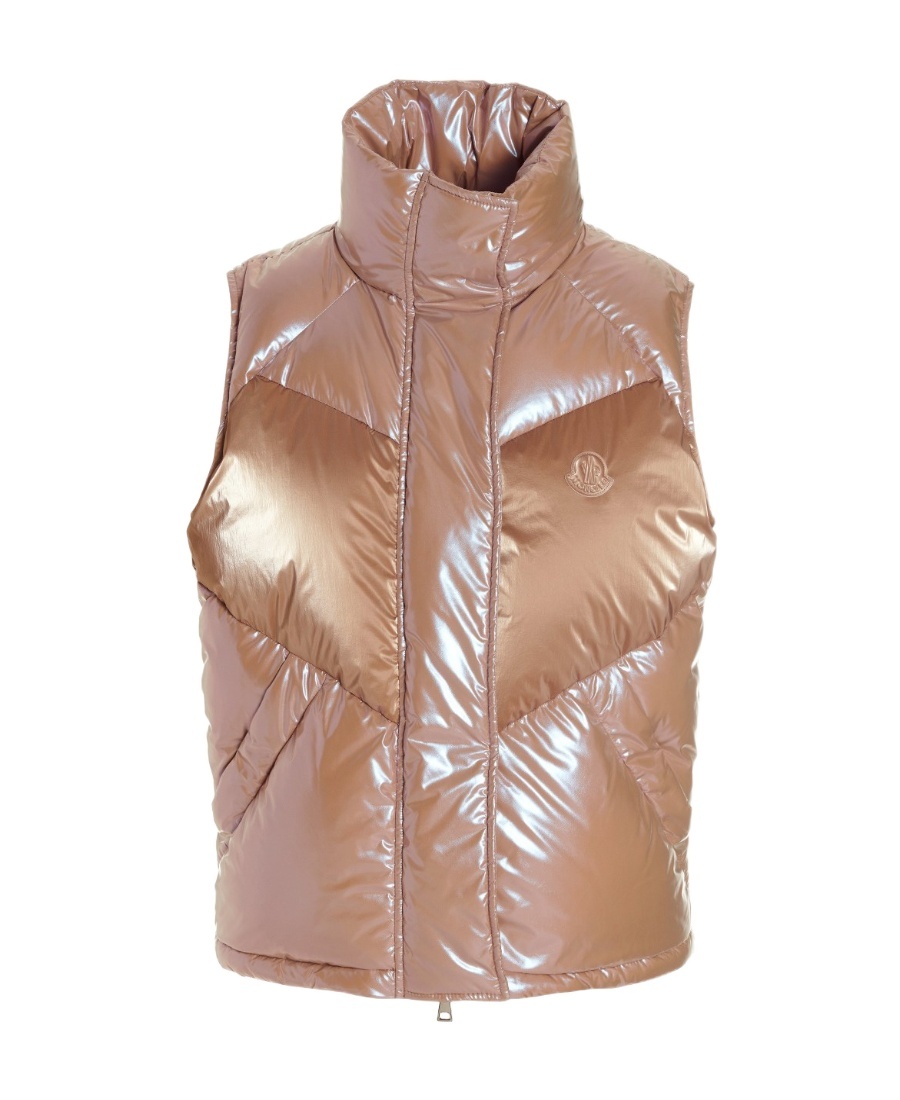 Moncler Logo Vest Down Jacket In Brown