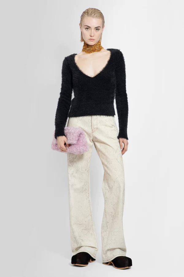 Shop Dries Van Noten Low V Neck Sweater In Black