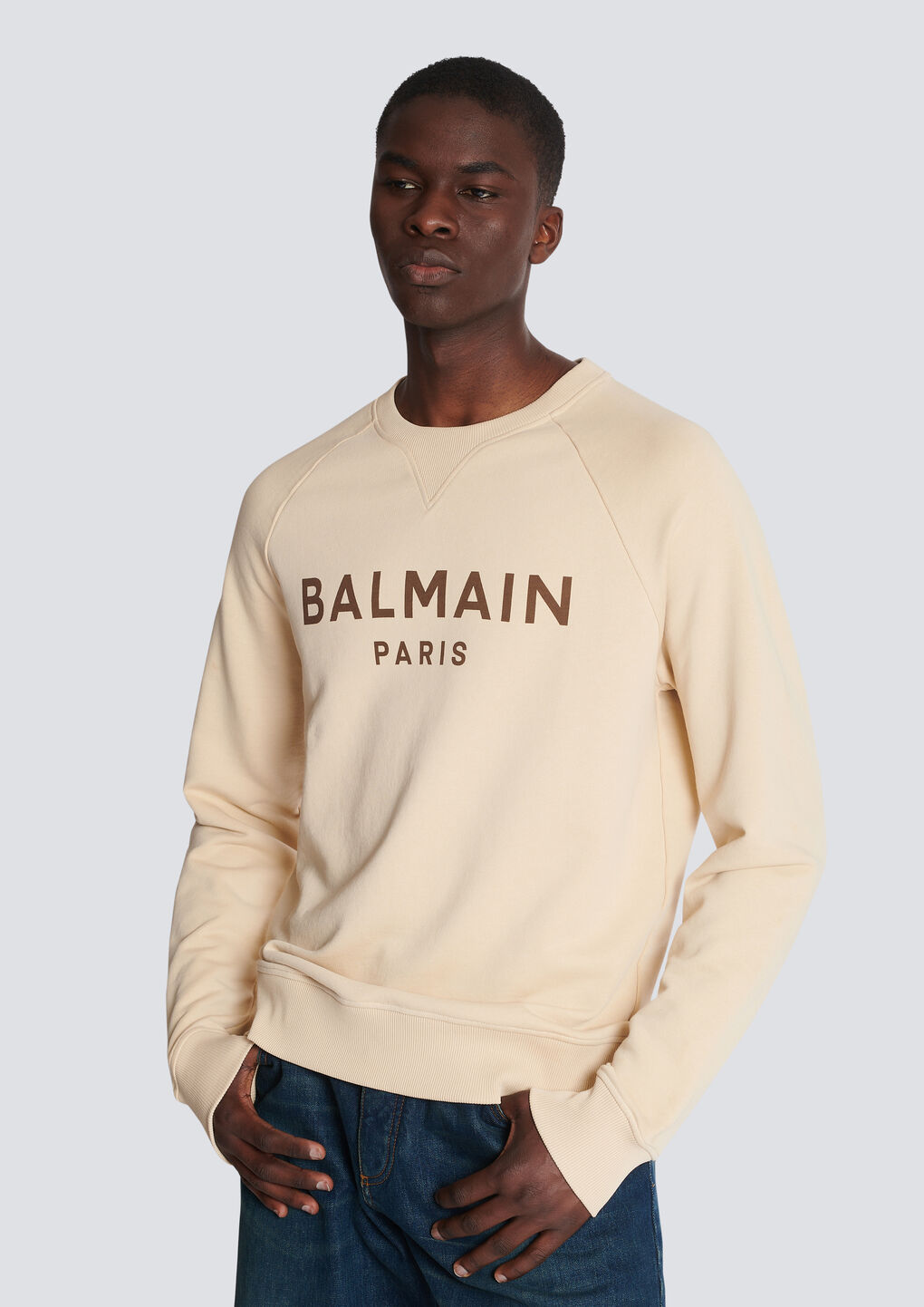 Shop Balmain Paris Printed Sweatshirt In Nude